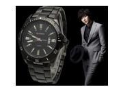 Needle Scale Water resistant Alloy steel Watch with Calendar Function Black