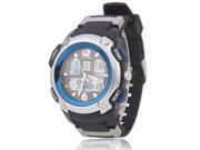 Men Women AK1163 Stainless Steel Alloy Case Silicone Luminous Waterproof Digital Analog Quartz Wrist Watch Blue