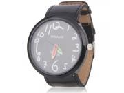 Women Ladies WOMAGE Big Round Dial Lovely Timing Pencil Figures Leather Band Quartz Wrist Watch Black