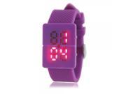 Men Women 88 Lights Dots Alloy Case Silicone Band Sport Digital LED Wrist Watch Purple