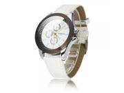 Fashionable 3 Circle Quartz Wrist Watch with Spliced Watchband White