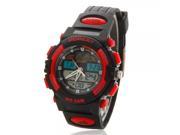 Children Dual Movements Water Resistant Wrist Watch with Night Vision Red