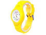 Colorful Numeral Hour marker Round Dial Silicone Band Children Wrist Watch Yellow