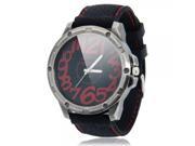 Men Big Round Dial Lovely Figures Flower Pattern PU Leather Band Quartz Wrist Watch Red