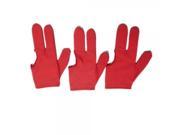 5pcs Red Billiards Pool Snooker Cue Shooters 3 Fingers Gloves