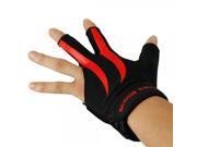 Elastic Nylon 3 Fingers Billiard Gloves Black and Red S M