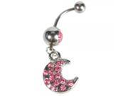 Moon Shape Design Crystal Belly Button Ring Color Random Delivery