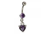 Purple Zircon Heart Curved Barbells Navel Belly Button Ring