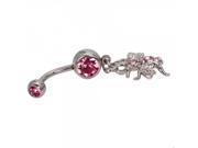 Pink Rhinestone Spider Style Curved Barbells Navel Belly Button Ring
