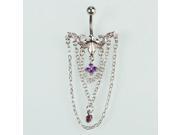 Purple Zircon Chain Style Curved Barbells Navel Belly Button Ring