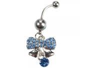 Bow Shaped silver plated Design Crystal Belly Button Ring Color Random Delivery