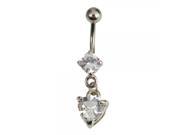 White Zircon Heart Curved Barbells Navel Belly Button Ring