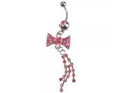 Bow Shape Design Crystal Belly Button Ring Color Random Delivery