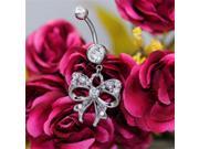 Transparent Rhinestone Bowknot Style Curved Barbells Navel Belly Button Ring