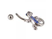 Beautiful Lizard Design Blue Rhinestone Belly Button Ring