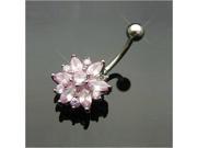 Charm Crystal Flower Style Navel Belly Button Ring Body Piercing Jewelry Pink