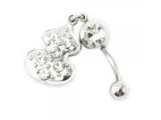 Gourd Shaped Silver Plated Crystal Dangle Belly Button
