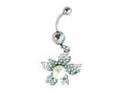 Beautiful Crystal Blue Flower Belly Button