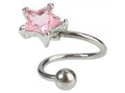 Pink Zircon Star Twist Barbells Navel Belly Button Ring