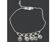 Romantic Five Piereced Rose Pattern Alloy Anklet Silver