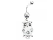Likable Owl Pattern Alloy Rhinestone Belly Button Ring White