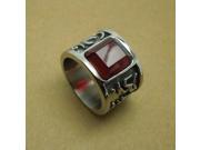 Vintage Style Synthetic Ruby Embedded Titanium Steel Male Ring 9 American Standard