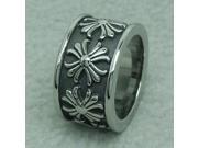 Euramerican Vintage Style Bulgy Cruciate Flowers Design Titanium Steel Male Ring 8 American Standard Silver