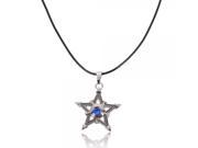 Trendy Pentagram Pendant Rhinestone studded Male Men s Necklace Silver Blue