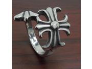 Vintage Style Stylish Crossed Flower Pattern Titanium Steel Men’s Ring 8 American Standard Silver