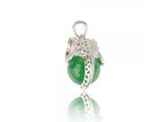 Stylish and Natural Elephant Head Design 925 Silver Pendant Green