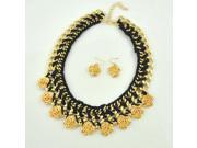 Fashion All match Rose Style Necklace Earrings Jewelry Set Black