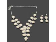 Weiya 50 43 Stylish Rhinestone Necklace Stud Earrings Bridal Jewelry Set Silver