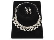 Weiya 50 5 Charming Rhinestone Necklace Stud Earrings Bridal Jewelry Set Silver