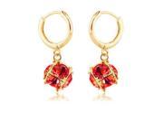 Korean Style Austrian Crystal Magic Cube Earrings Golden Red