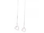 Simple 925 Sterling Silver Heart Shape Dangle Earrings
