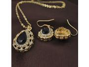 Fashion Water Drop Rhinestone Necklace Earrings Bridal Jewelry Set Black