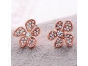 2pcs Korean Style Fashion Irregular 5-Leaf Flower Rhinestone Alloy Women Stud Earrings Golden 2pcs Korean Style Fashion Irregular 5-Leaf Flower Rhinestone Alloy Women Stud Earrings Golden