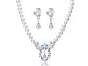 Fashionable Alloy Imitation Pearls Rhinestones Necklace Earrings Women s Jewelry Set
