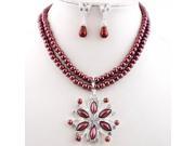 Stylish Bridal Accessory Two row Imitation Pearls Chain Necklace Earrings Women s Jewelry Set Coffee