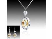 Glittering Fortune Rhinestone Embellished Alloy Women s Necklace with 2pcs Earring Jewelry Set