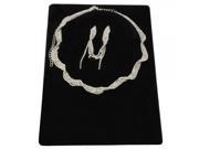 Weiya Stylish Spiral Shape Rhinestone Chain Necklaces Linear Earrings Bridal Jewelry Set Silver