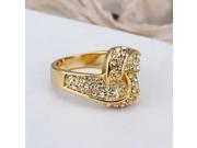 Tin Alloy Ring Gold plated Rhinestone Decorated Hugging Shape Golden