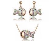 Cute Rhinestone Studded Clownfish Shaped Crystal Women s Necklace Earrings Golden
