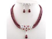 Modish Color Mixing Two row Imitation Pearls Necklace Earrings Women s Jewelry Set Coffee