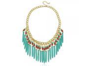 Bohemian Style Personalized Alloy Turquoise Tassel Statement Necklace Blue