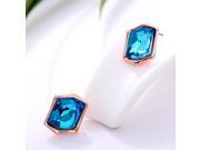 Fashionable Irregular Shape Faceted Crystal Earrings Blue Golden