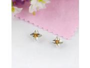 2pcs Lovely Shimmering Clover Shape Alloy Earrings with Yellow Rhinestone Decoration Silver