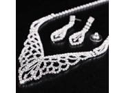 Stylish Bridal Accessory Butterfly Shape Full Rhinestones Necklace Earrings Women s Jewelry Set Silver