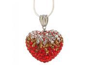 25MM Red Heart shaped Rhinestone Pendant Necklace