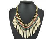 Bohemian Style Personalized Alloy Turquoise Tassel Necklace White